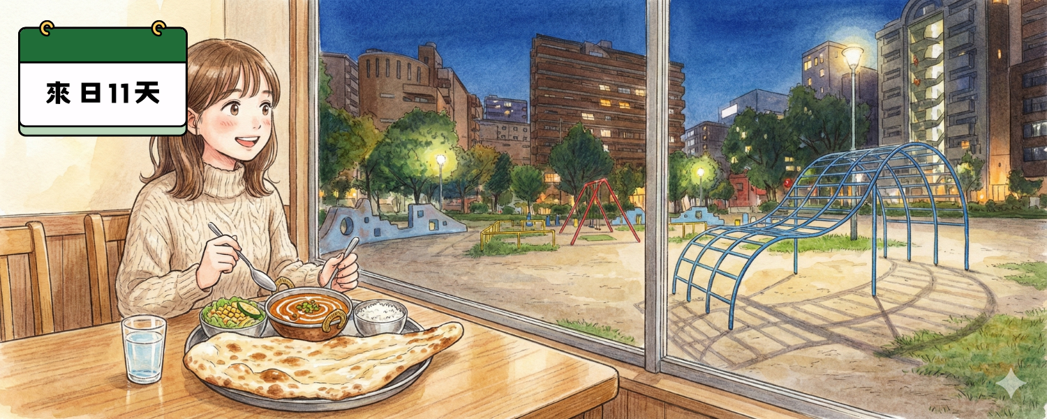 晚餐覓食記：小公園與印度甩餅｜來日第11天