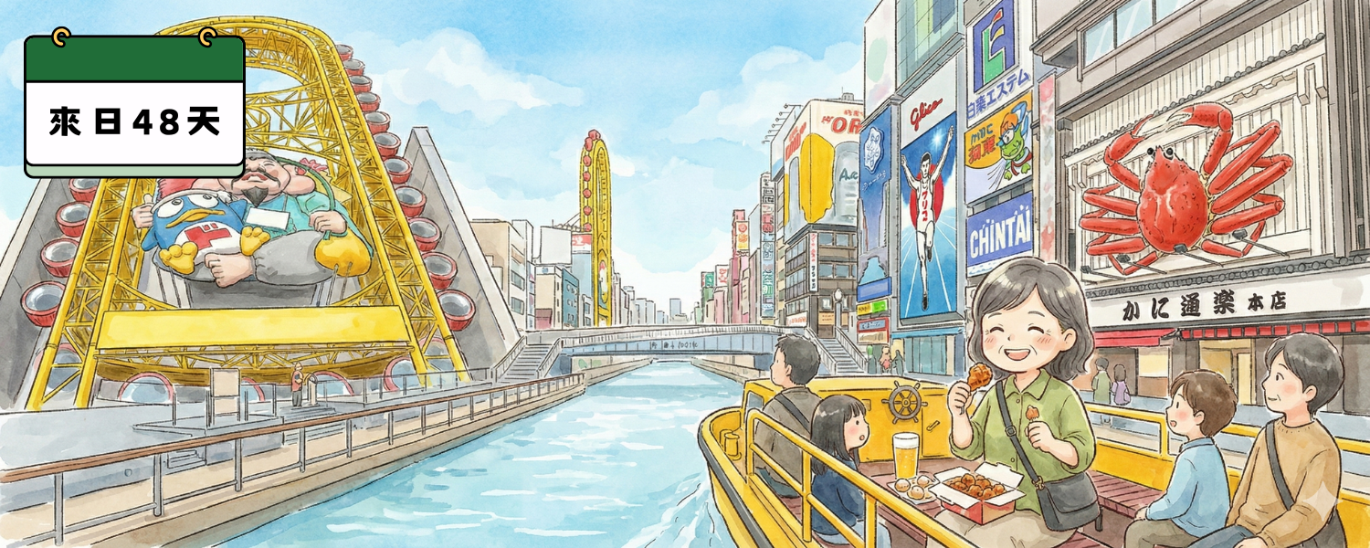 🚤 心齋橋道頓堀遊船 × 白天的大阪街景｜來日第48天